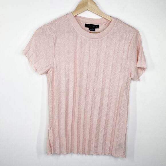Sanctuary Light Pink Pleated Short Sleeve Crewneck T-Shirt Women's Size Small S - Picture 1 of 7
